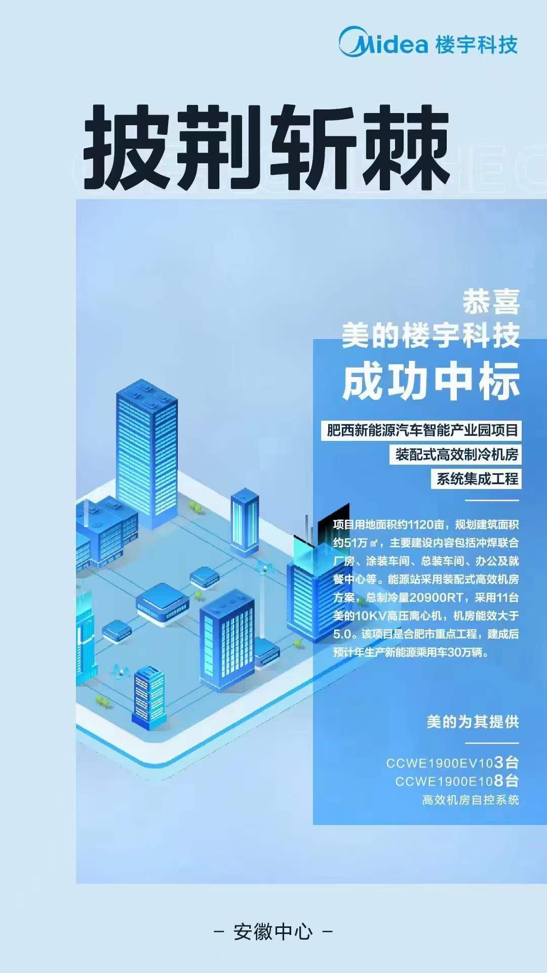 美的楼宇科技中标肥西新能源汽车智能产业园项目